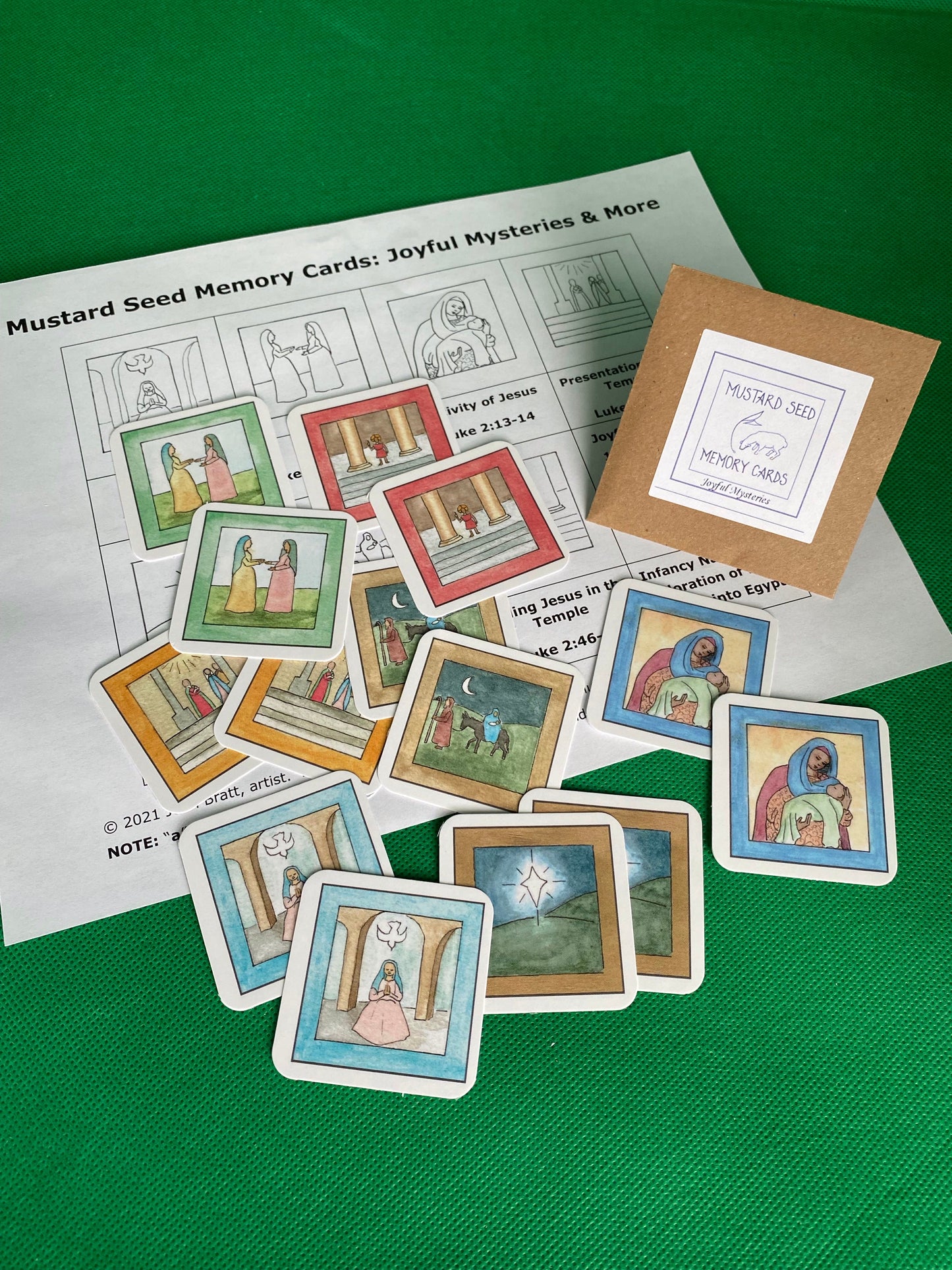 Mustard Seed Memory Cards - 7 Joyful Mysteries & Infancy Narratives - Printable Download