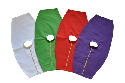 4 Liturgical Colors Set: Mini-Chasubles with Wooden Stands