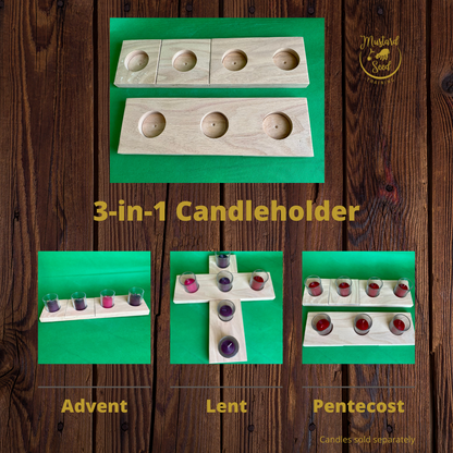 3-in-1 Candleholder for Advent, Lent & Pentecost (4 Pieces)