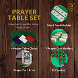 Prayer Table Set: Liturgical Cloths, Candleholder, Prayer Card & Holders