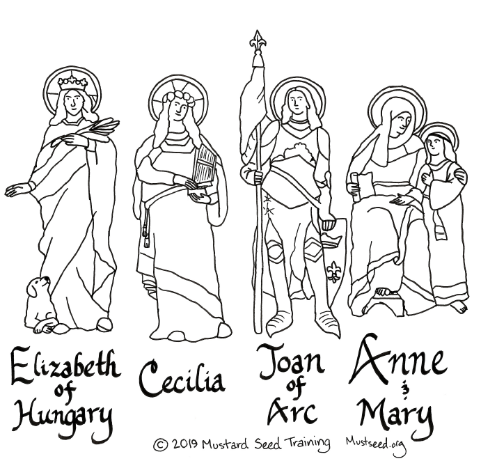 FREE Download - Four Female Saints Coloring Page