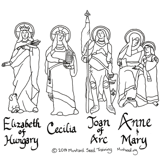 FREE Download - Four Female Saints Coloring Page