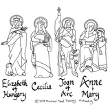 FREE Download - Four Female Saints Coloring Page