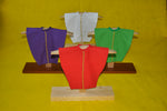 4 Liturgical Colors Set: Mini-Chasubles with Wooden Stands