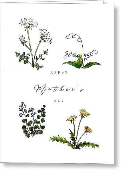Happy Mother's Day - Four Flowers - Greeting Card