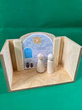 Home Infancy Narratives (Nativity) Set - House with Figures, Bookmark & Wooden Backdrops