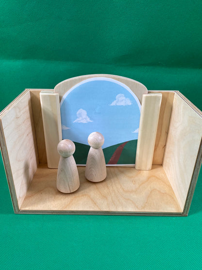 Home Infancy Narratives (Nativity) Set - House with Figures, Bookmark & Wooden Backdrops