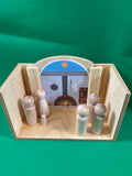 Home Infancy Narratives (Nativity) Set - House with Figures, Bookmark & Wooden Backdrops